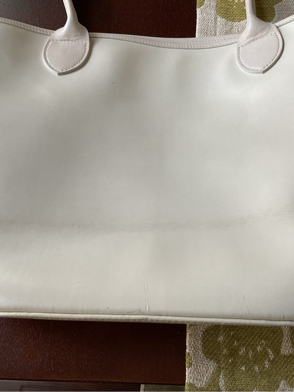LONGCHAMP Ivory Leather Tote Bag Vintage 1960s - Picture 11 of 14